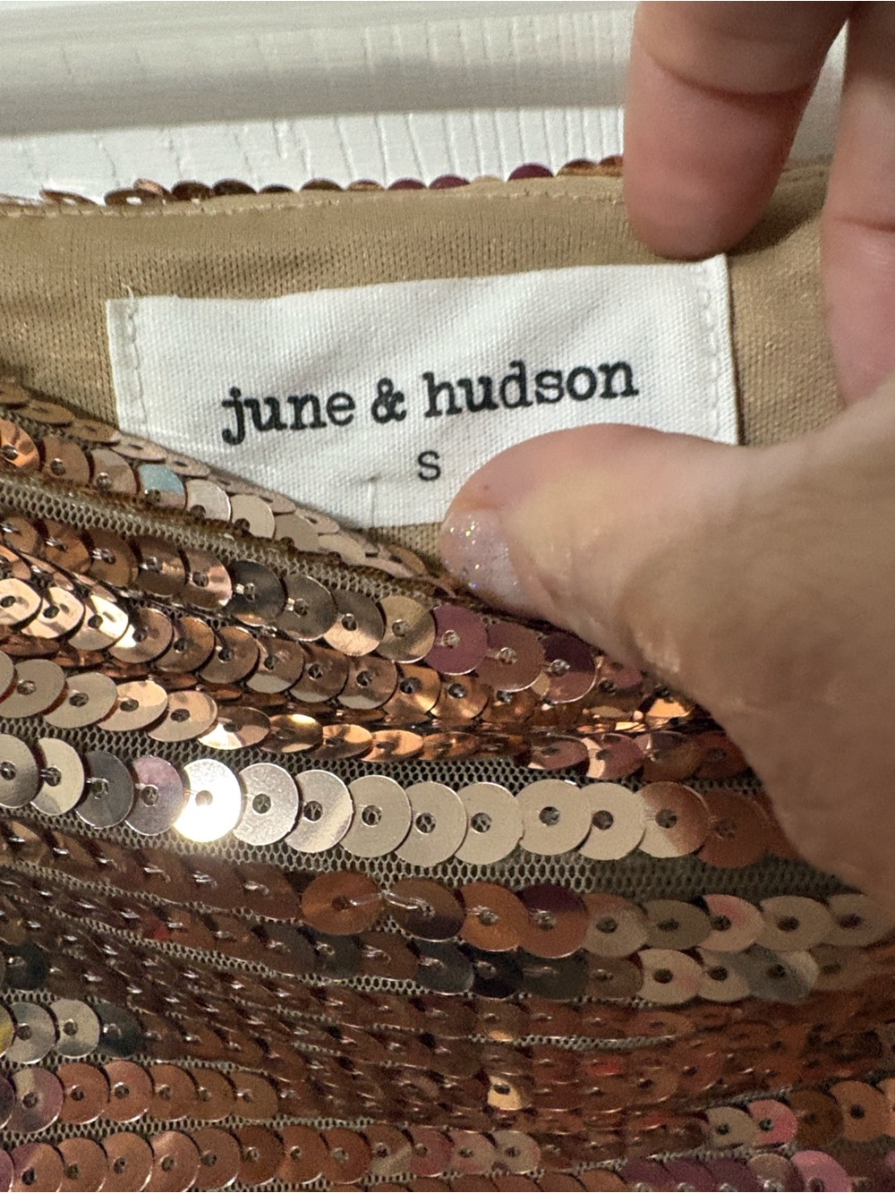 june & hudson Spaghetti Strap GoldSequin Mini Dress - Picture 2 of 7